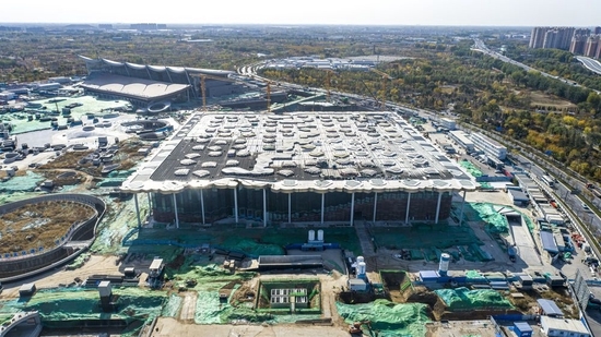 这是大运河博物馆施工现场（2022年11月1日摄，无人机照片）。新华社发